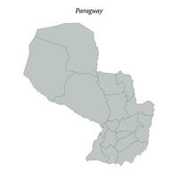 Facile plat carte de paraguay avec les frontières vecteur