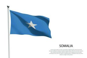 nationale drapeau Somalie agitant sur blanc Contexte vecteur