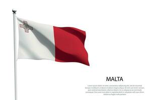 nationale drapeau Malte agitant sur blanc Contexte vecteur