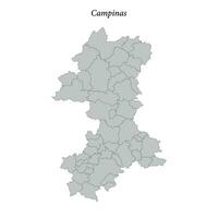 carte de campinas est une mésorégion dans sao paulo avec les frontières municipalités vecteur