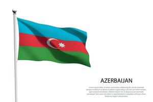 nationale drapeau Azerbaïdjan agitant sur blanc Contexte vecteur