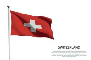 nationale drapeau Suisse agitant sur blanc Contexte vecteur