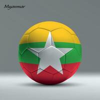 3d réaliste football Balle Moi avec drapeau de myanmar sur studio Contexte vecteur