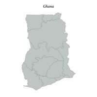Facile plat carte de Ghana avec les frontières vecteur