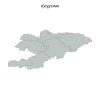 Facile plat carte de Kirghizistan avec les frontières vecteur