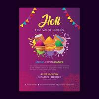 Holi Festival invitation carte modèle vecteur