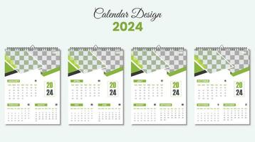 moderne entreprise mur calendrier avec quatre page pour 2024. pro vecteur. vecteur