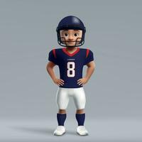 3d dessin animé mignonne Jeune américain Football joueur dans uniforme. vecteur