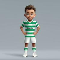 3d dessin animé mignonne Jeune football joueur dans Football uniforme. vecteur