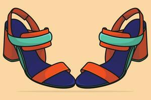 paire de branché femmes des sandales ou pantoufle mode pantoufle vecteur illustration. beauté mode objets icône concept. les filles mode pieds portant des sandales paire vecteur conception.