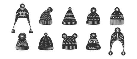 vecteur des illustrations de hiver mignonne tricoter Chapeaux.