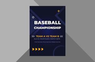 modèle de conception de flyer de tournoi de baseball. conception de flyers de promotion d'événements sportifs de baseball. modèle a4, conception de brochure, couverture, dépliant, affiche, prêt à imprimer vecteur