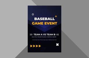 modèle de conception de flyer de tournoi de baseball. conception de flyers de promotion d'événements sportifs de baseball. modèle a4, conception de brochure, couverture, dépliant, affiche, prêt à imprimer vecteur