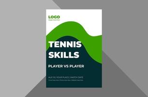 modèle de conception de flyer de tournoi de tennis. conception de dépliant d'affiche de temps de jeu de tennis. modèle a4, conception de brochure, couverture, dépliant, affiche, prêt à imprimer vecteur