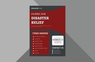 modèle de conception de flyer de secours en cas de catastrophe. modèle de dépliant d'affiche de secours de charité. modèle de conception de flyer de charité. modèle a4, conception de brochure, couverture, dépliant, affiche, prêt à imprimer vecteur