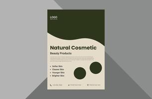 modèle de conception de flyer cosmétique naturel. modèle de conception de flyer de promotion de produit de beauté naturelle. modèle a4, conception de brochure, couverture, dépliant, affiche, prêt à imprimer vecteur