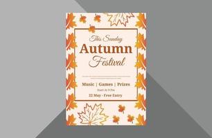 modèle de conception de flyer festival d'automne. modèle de conception de dépliant d'affiche de festival d'automne d'automne. modèle a4, conception de brochure, couverture, dépliant, affiche, prêt à imprimer vecteur