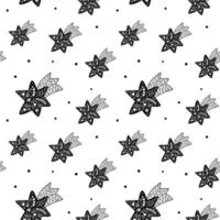 modèle sans couture scandinave de Noël de vecteur avec des étoiles. dessin abstrait de texture de lignes dessinées à la main. coups de pinceau de peinture noire sur fond blanc. papier d'emballage, remplissage de papier peint