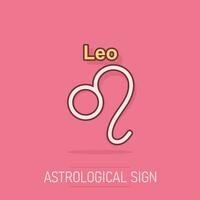 icône du zodiaque Lion de dessin animé vectoriel dans le style comique. pictogramme d'illustration de signe d'astrologie. concept d'effet d'éclaboussure d'entreprise horoscope leo.