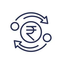 Indien roupie cashback ligne icône, vecteur