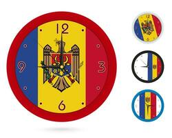 mur l'horloge conception avec nationale drapeau de moldavie. quatre différent conception. vecteur