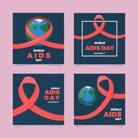 collection de publications sur les réseaux sociaux de la journée mondiale du sida vecteur