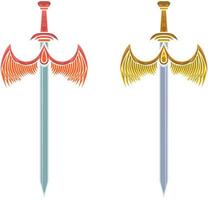 vecteur épée illustration avec ornement et ailes