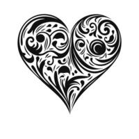 une décoratif l'amour cœur symbole clipart, une griffonnage cœur vecteur isolé sur une blanc Contexte