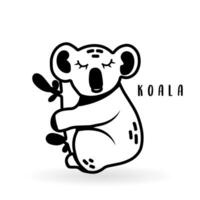 dessin animé koala ours animal isolé sur blanche. mignonne personnage, vecteur zoo, faune affiche.