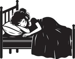 une fille en train de dormir sur le lit vecteur silhouette 4