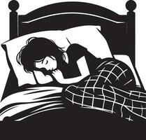 une fille en train de dormir sur le lit vecteur silhouette 14
