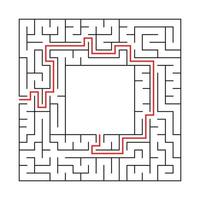 un labyrinthe carré avec une entrée et une sortie. illustration vectorielle plane simple isolée sur fond blanc. avec une place pour vos dessins. avec la réponse. vecteur