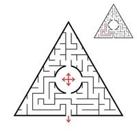 labyrinthe triangulaire. trouver la bonne sortie du labyrinthe. illustration vectorielle plane simple isolée sur fond blanc. avec la réponse. vecteur