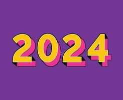 content Nouveau année 2024 abstrait Jaune et rose graphique conception vecteur logo symbole illustration avec violet Contexte