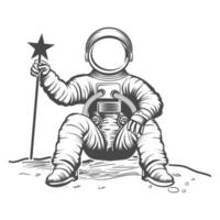 astronaute dans espace noir et blanc vecteur conception