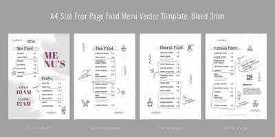 restaurant café menu, modèle conception, a4 Taille quatre page nourriture menu modèle, saigner 3mm vecteur