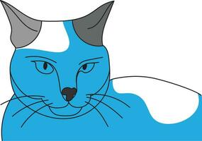 abstrait ligne art de le bleu chat sur blanc Contexte. vecteur