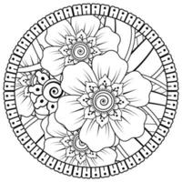 motif circulaire en forme de mandala avec fleur pour henné, mehndi, tatouage, décoration. vecteur