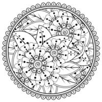 motif circulaire en forme de mandala avec fleur pour henné, mehndi, tatouage, décoration. vecteur