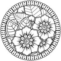 motif circulaire en forme de mandala avec fleur pour henné, mehndi, tatouage, décoration. vecteur