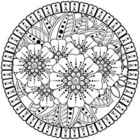 motif circulaire en forme de mandala avec fleur pour henné, mehndi, tatouage, décoration. vecteur