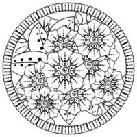 motif circulaire en forme de mandala avec fleur pour henné, mehndi, tatouage, décoration. vecteur