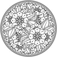 motif circulaire en forme de mandala avec fleur pour henné, mehndi, tatouage, décoration. vecteur