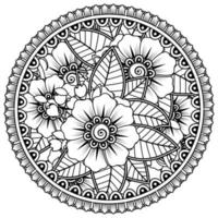 motif circulaire en forme de mandala avec fleur pour henné, mehndi, tatouage, décoration. vecteur