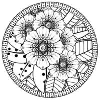 motif circulaire en forme de mandala avec fleur pour henné, mehndi, tatouage, décoration. vecteur