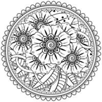 motif circulaire en forme de mandala avec fleur pour henné, mehndi, tatouage, décoration. vecteur