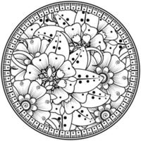 motif circulaire en forme de mandala avec fleur pour henné, mehndi, tatouage, décoration. vecteur