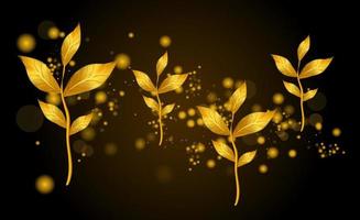 illustration d'image vectorielle de couronne de feuilles d'or, baie de laurier or, laurier d'or, cadre d'or vecteur