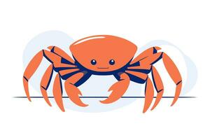 Crabe dessin animé personnage, plat vecteur illustration.