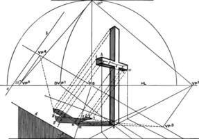 traverser perspective, position dans relation à chaque autre, ancien gravure. vecteur